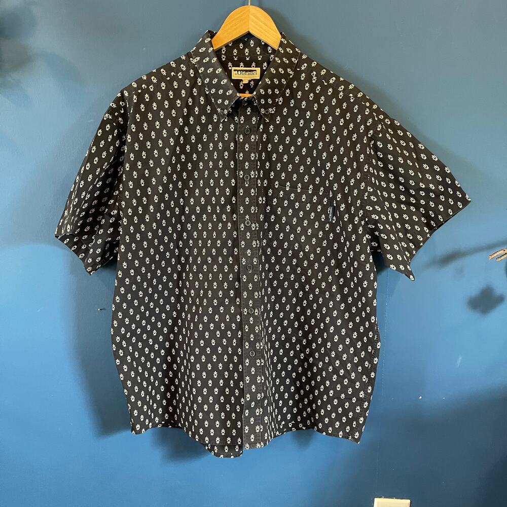 Vintage Les Olivades Provençal French Heritage Cotton Button Down